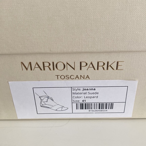 Marion Parke Italian Suede Ankle tie sandal in leopard. Size 10 - Picture 6 of 7